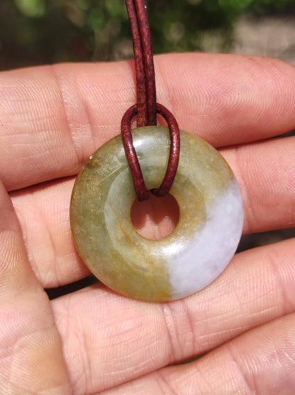 Burma Jade Donut *Rarität* ~ Edelstein Kette ~HIPPIE ~GOA ~Boho ~Tibet ~Ethno ~Nature ~Donut ~Schutzsymbol ~Heilstein - Art of Nature Berlin