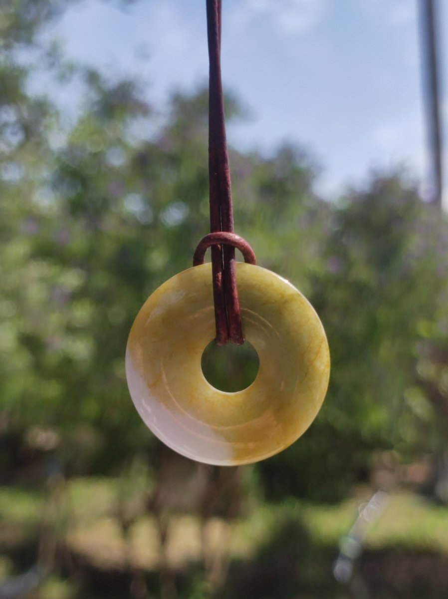 Burma Jade Donut *Rarität* ~ Edelstein Kette ~HIPPIE ~GOA ~Boho ~Tibet ~Ethno ~Nature ~Donut ~Schutzsymbol ~Heilstein - Art of Nature Berlin