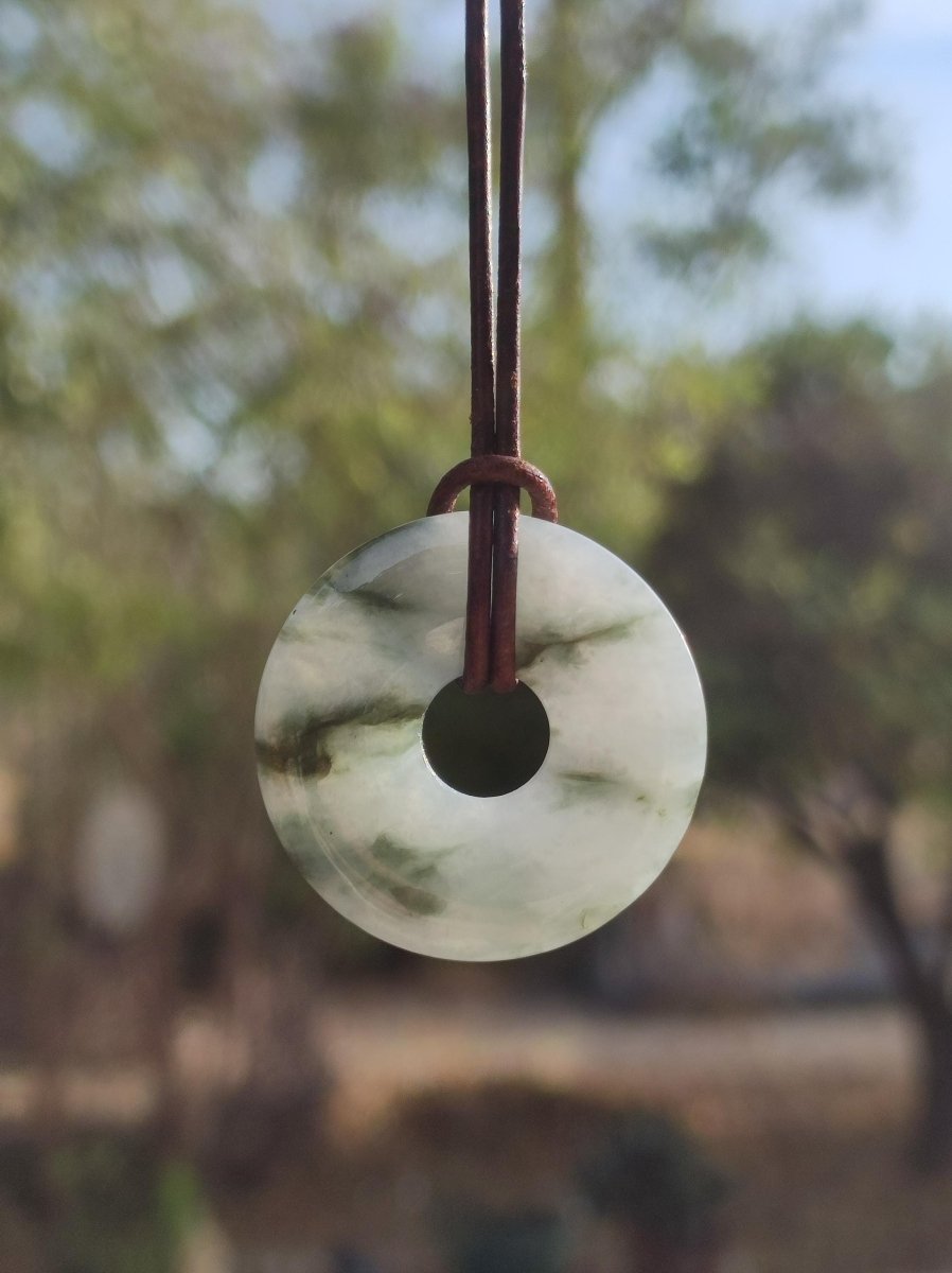 Burma Jade Donut *Rarität* ~ Edelstein Kette Mann Frau Natur Heilstein Kraft Energie Rarität Kristall Er Sie Anhänger Natur Geschenk grün - Art of Nature Berlin