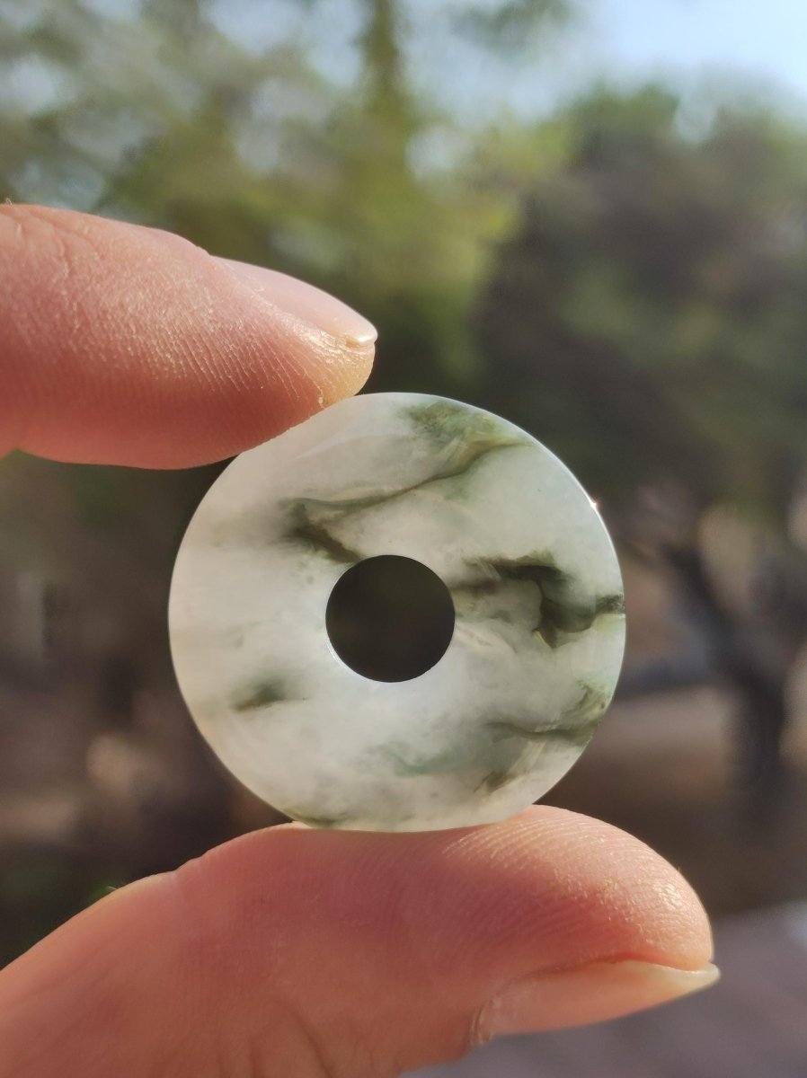Burma Jade Donut *Rarität* ~ Edelstein Kette Mann Frau Natur Heilstein Kraft Energie Rarität Kristall Er Sie Anhänger Natur Geschenk grün - Art of Nature Berlin