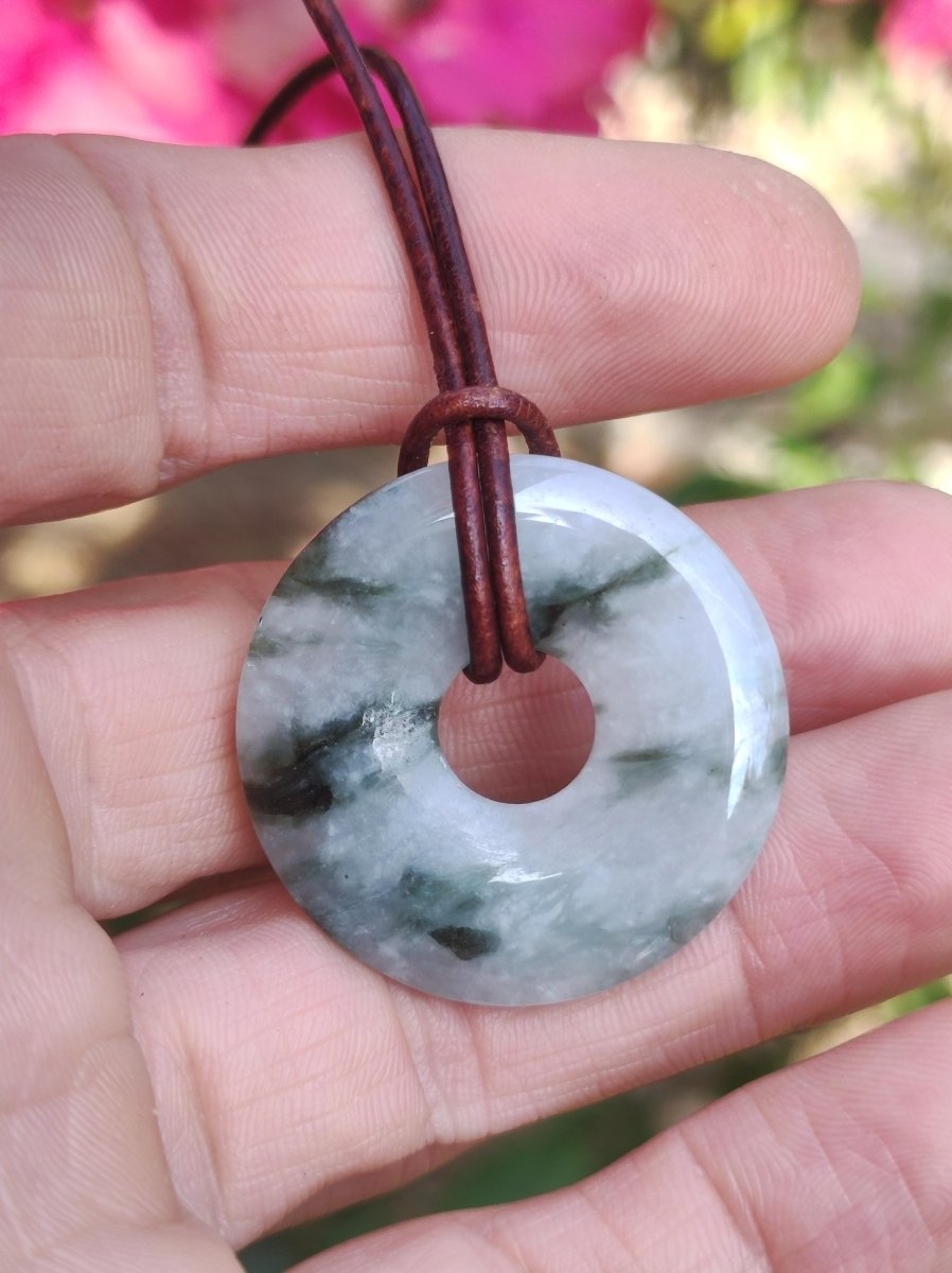 Burma Jade Donut *Rarität* ~ Edelstein Kette Mann Frau Natur Heilstein Kraft Energie Rarität Kristall Er Sie Anhänger Natur Geschenk grün - Art of Nature Berlin
