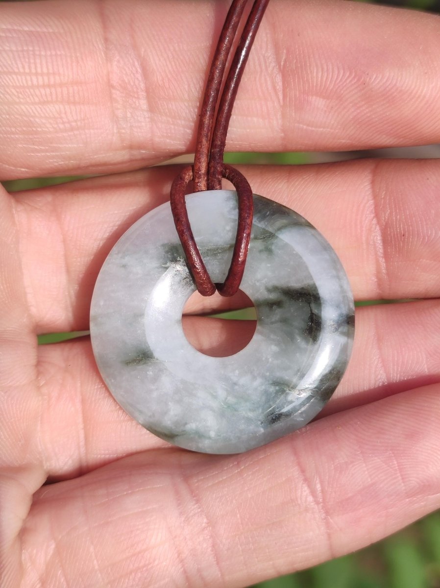 Burma Jade Donut *Rarität* ~ Edelstein Kette Mann Frau Natur Heilstein Kraft Energie Rarität Kristall Er Sie Anhänger Natur Geschenk grün - Art of Nature Berlin