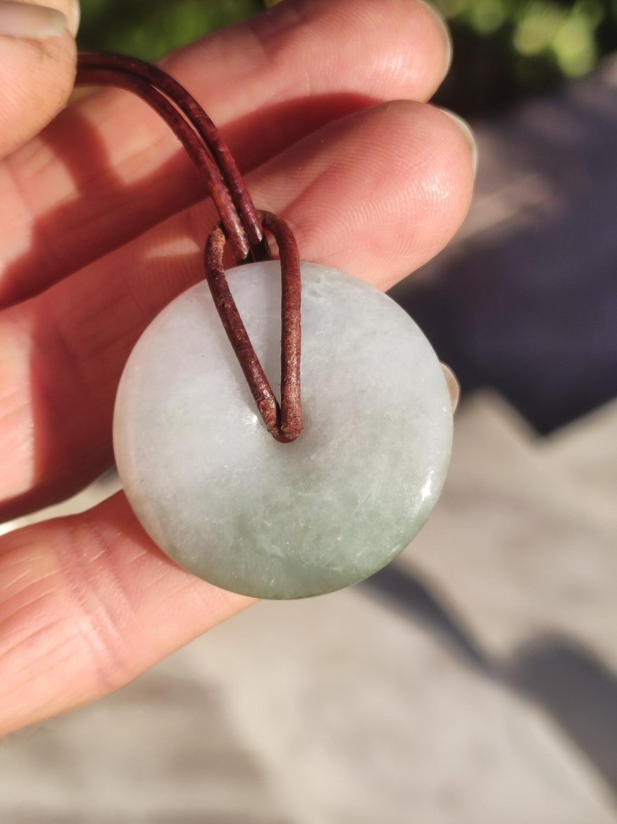 Burma Jade Donut *Rarität* ~ Edelstein Kette Mann Frau Natur Heilstein Kraft Energie Rarität Kristall Er Sie Anhänger Natur Geschenk grün - Art of Nature Berlin