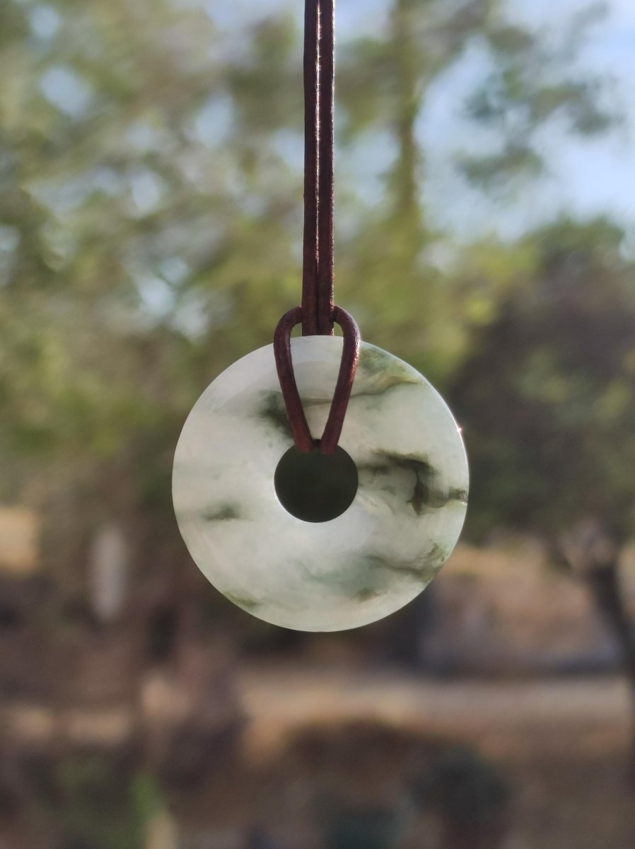 Burma Jade Donut *Rarität* ~ Edelstein Kette Mann Frau Natur Heilstein Kraft Energie Rarität Kristall Er Sie Anhänger Natur Geschenk grün - Art of Nature Berlin