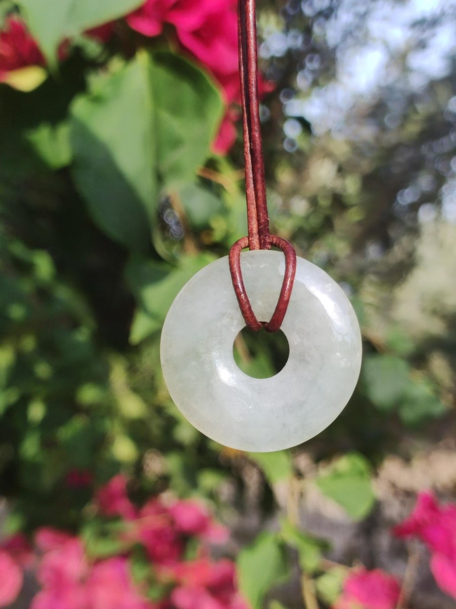 Burma Jade Donut *Rarität* ~ Edelstein Kette Mann Frau Natur Heilstein Kraft Energie Rarität Kristall Er Sie Anhänger Natur Geschenk grün - Art of Nature Berlin