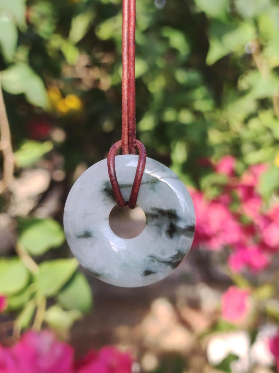 Burma Jade Donut *Rarität* ~ Edelstein Kette Mann Frau Natur Heilstein Kraft Energie Rarität Kristall Er Sie Anhänger Natur Geschenk grün - Art of Nature Berlin