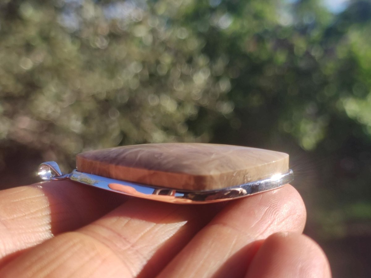 Calcit "Caramel" / Limestone ~ 925 Silber Edelstein Kette Heilstein Natur Braun Rarität Edel Mann Frau Geschenk Er Sie Freundin Energie Kraft Ruhe Glück - Art of Nature Berlin