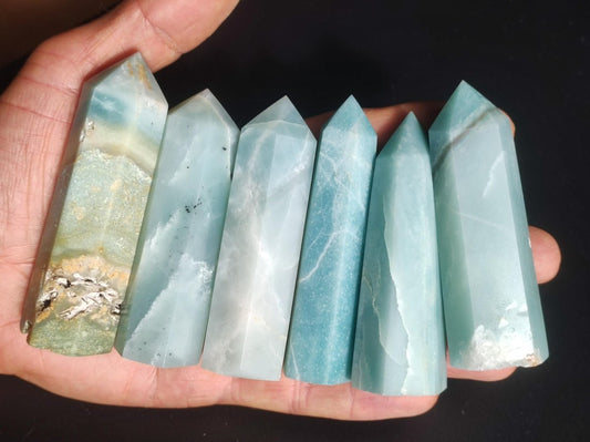 Caribbean Calcite (Blauer Calcit - Aragonit) Kristall Point Spitze Turm Obelisk ~ Magische Edelstein Deko Massagestab HIPPIE Ethno Heilstein - Art of Nature Berlin