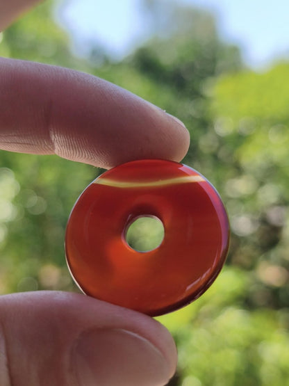 Carneol Carnelian Karneol A - Edelstein Donut Kette rot Natur Heilstein Kristalle Anhänger Mann Frau Kind Geschenk Er Sie Bruder Schwester - Art of Nature Berlin