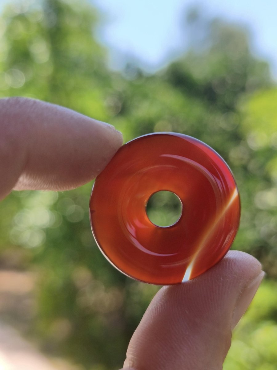 Carneol Carnelian Karneol A - Edelstein Donut Kette rot Natur Heilstein Kristalle Anhänger Mann Frau Kind Geschenk Er Sie Bruder Schwester - Art of Nature Berlin