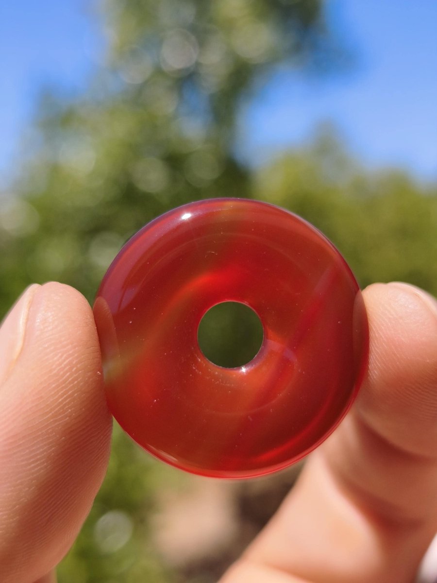 Carneol Carnelian Karneol A - Edelstein Donut Kette rot Natur Heilstein Kristalle Anhänger Mann Frau Kind Geschenk Er Sie Bruder Schwester - Art of Nature Berlin