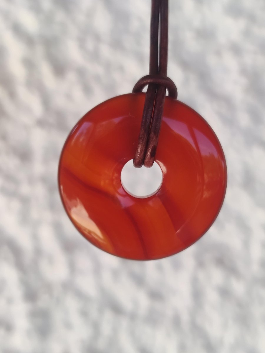 Carneol Carnelian Karneol A - Edelstein Donut Kette rot Natur Heilstein Kristalle Anhänger Mann Frau Kind Geschenk Er Sie Bruder Schwester - Art of Nature Berlin