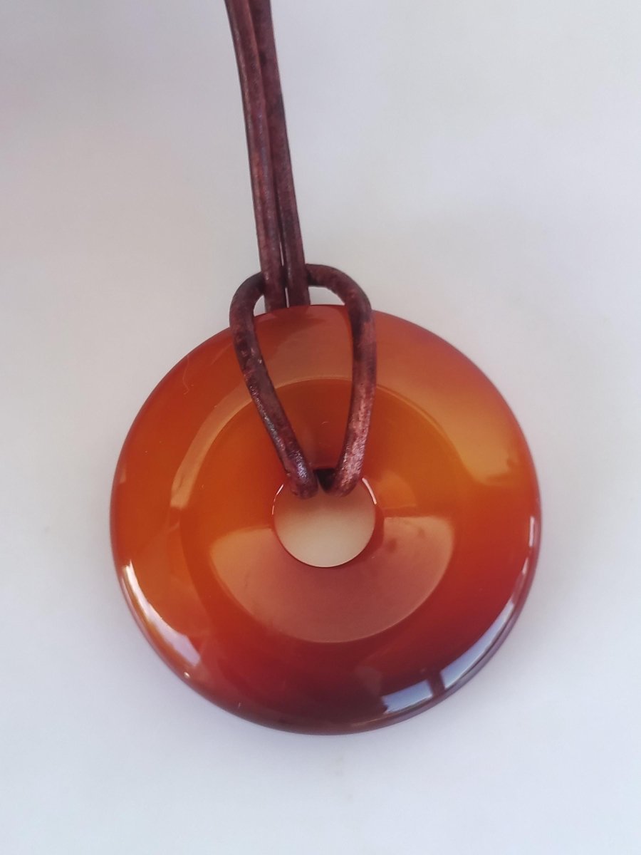 Carneol Carnelian Karneol A - Edelstein Donut Kette rot Natur Heilstein Kristalle Anhänger Mann Frau Kind Geschenk Er Sie Bruder Schwester - Art of Nature Berlin