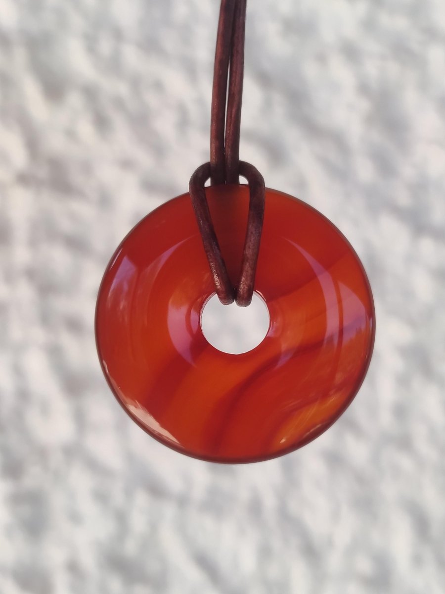 Carneol Carnelian Karneol A - Edelstein Donut Kette rot Natur Heilstein Kristalle Anhänger Mann Frau Kind Geschenk Er Sie Bruder Schwester - Art of Nature Berlin