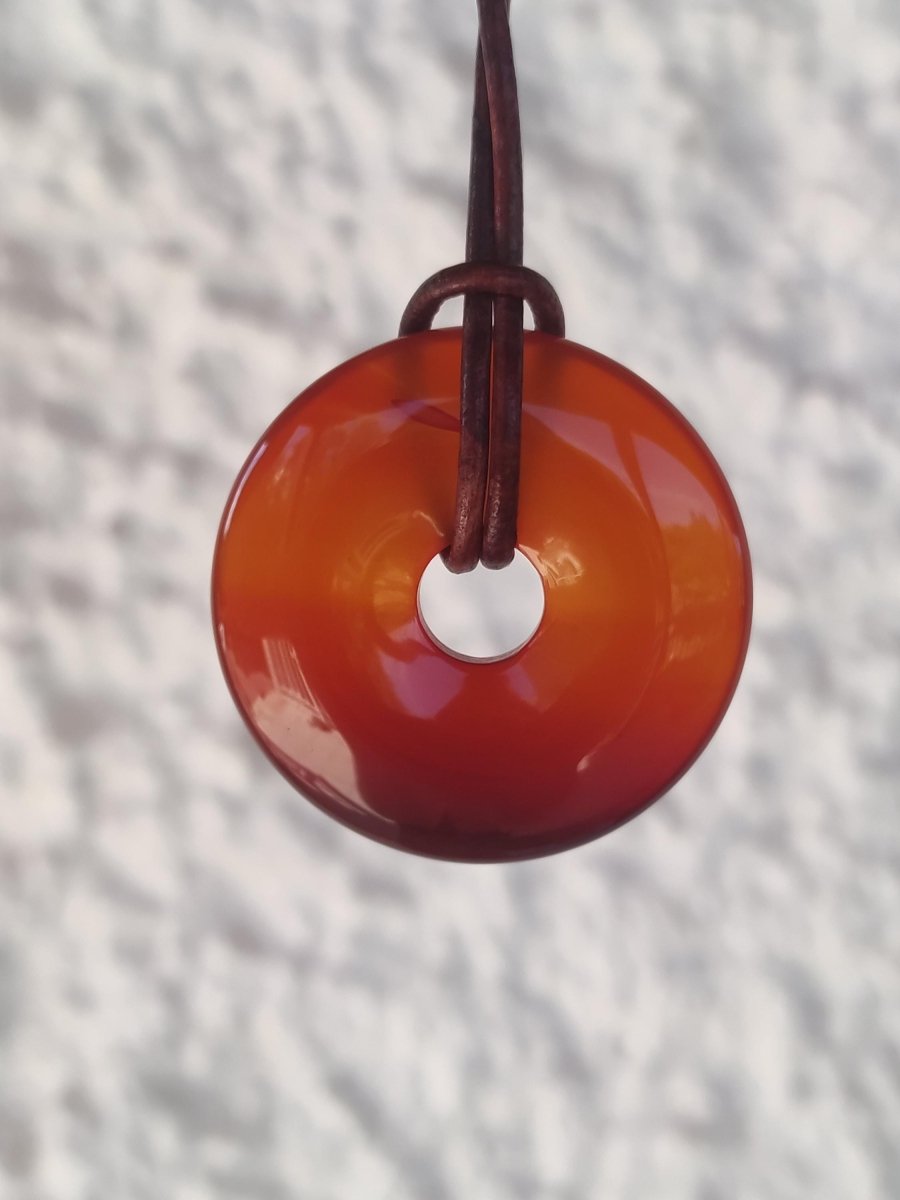 Carneol Carnelian Karneol A - Edelstein Donut Kette rot Natur Heilstein Kristalle Anhänger Mann Frau Kind Geschenk Er Sie Bruder Schwester - Art of Nature Berlin
