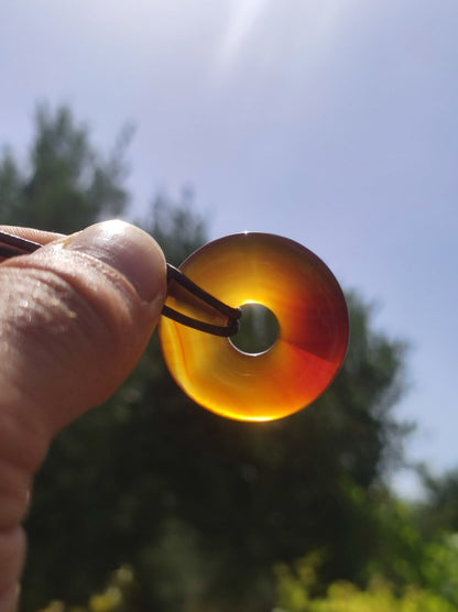 Carneol Carnelian Karneol ~ Donut 30mm ~ Edelstein Kette ~HIPPIE ~GOA ~Boho ~Tibet ~Ethno ~Nature ~Donut ~Schutzsymbol ~Heilstein - Art of Nature Berlin