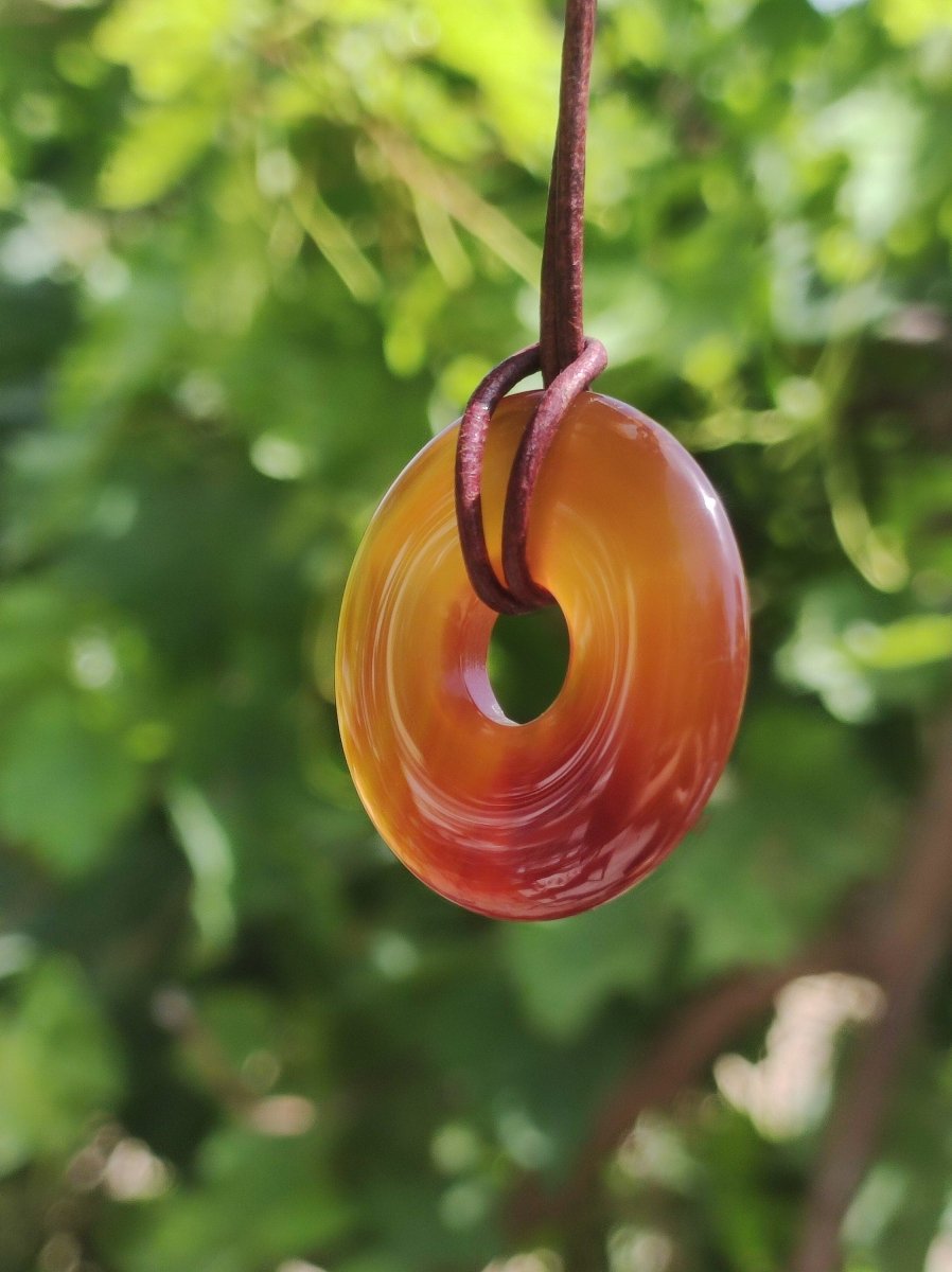 Carneol Carnelian Karneol ~ Donut 30mm ~ Edelstein Kette ~HIPPIE ~GOA ~Boho ~Tibet ~Ethno ~Nature ~Donut ~Schutzsymbol ~Heilstein - Art of Nature Berlin