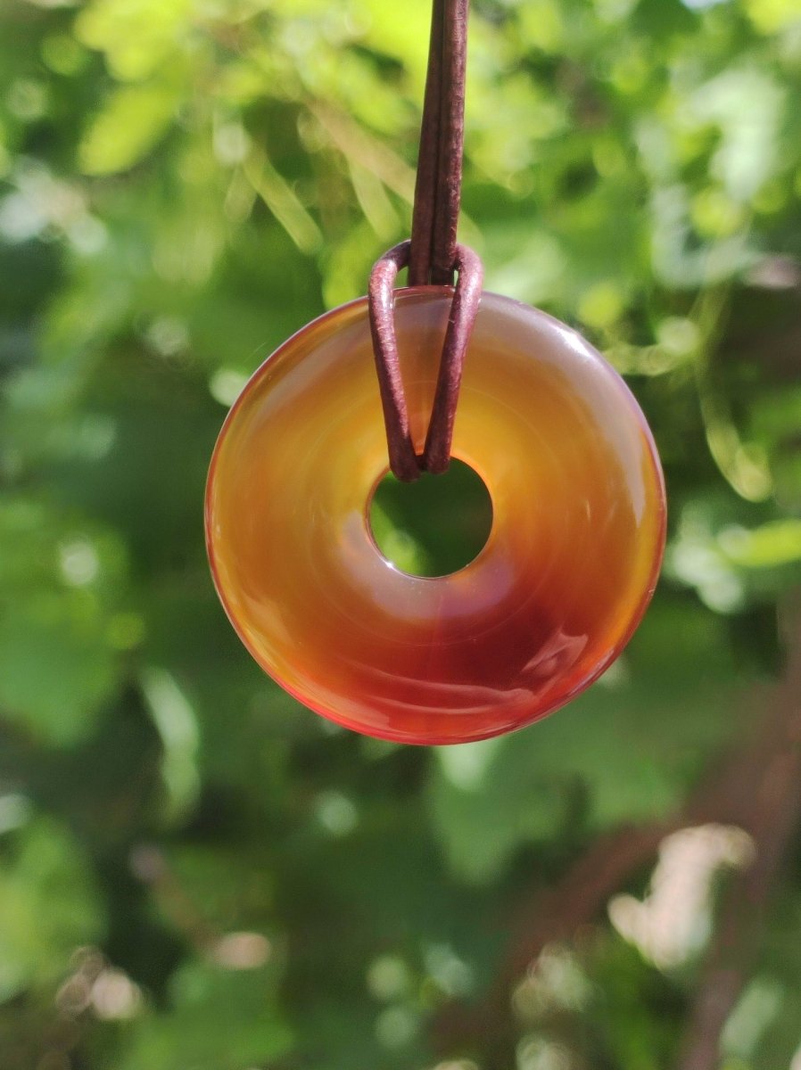 Carneol Carnelian Karneol ~ Donut 30mm ~ Edelstein Kette ~HIPPIE ~GOA ~Boho ~Tibet ~Ethno ~Nature ~Donut ~Schutzsymbol ~Heilstein - Art of Nature Berlin