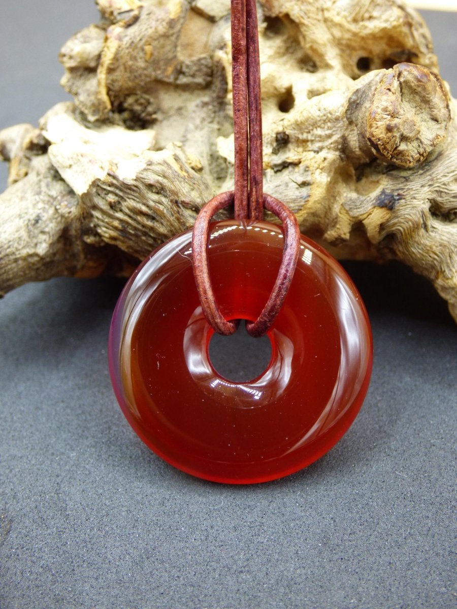 Carneol Carnelian Karneol - Edelstein Donut Kette 30mm rot Natur Heilstein Kristalle Anhänger Mann Frau Kind Geschenk Sie Bruder Schwester - Art of Nature Berlin