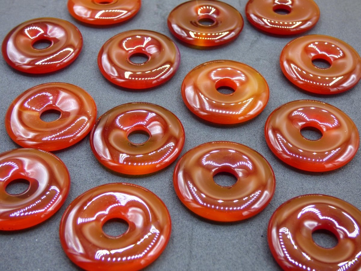 Carneol Carnelian Karneol - Edelstein Donut Kette 30mm rot Natur Heilstein Kristalle Anhänger Mann Frau Kind Geschenk Sie Bruder Schwester - Art of Nature Berlin