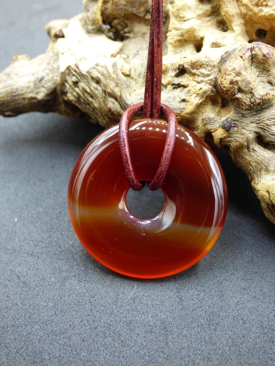 Carneol Carnelian Karneol - Edelstein Donut Kette rot Natur Heilstein Kristalle Anhänger Mann Frau Kind Geschenk Er Sie Bruder Schwester - Art of Nature Berlin
