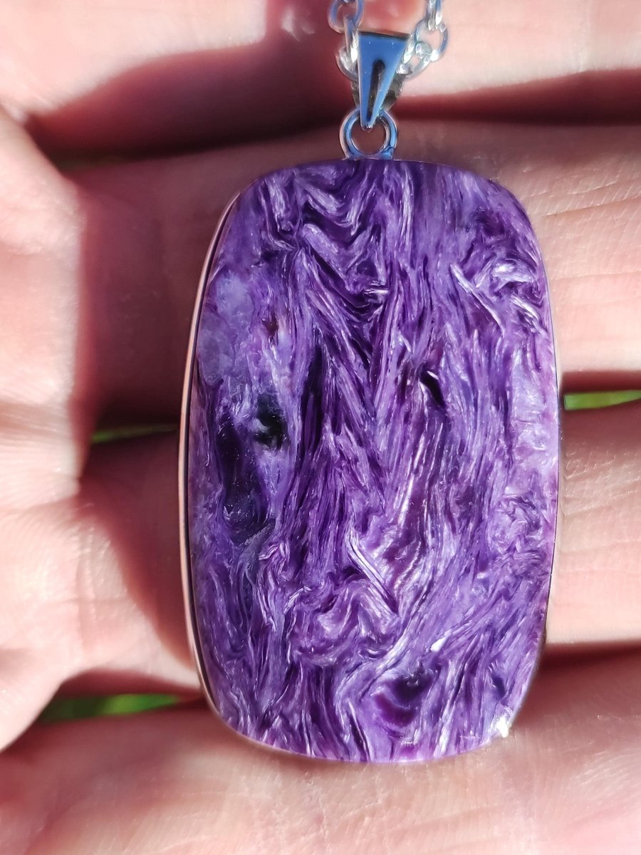 Charoit - 925 Silber Fassung Edelstein Kette lila violet Natur Heilstein Energie Rarität Mann Frau Er Sie Geschenk Edel Qualität Hochwertig - Art of Nature Berlin
