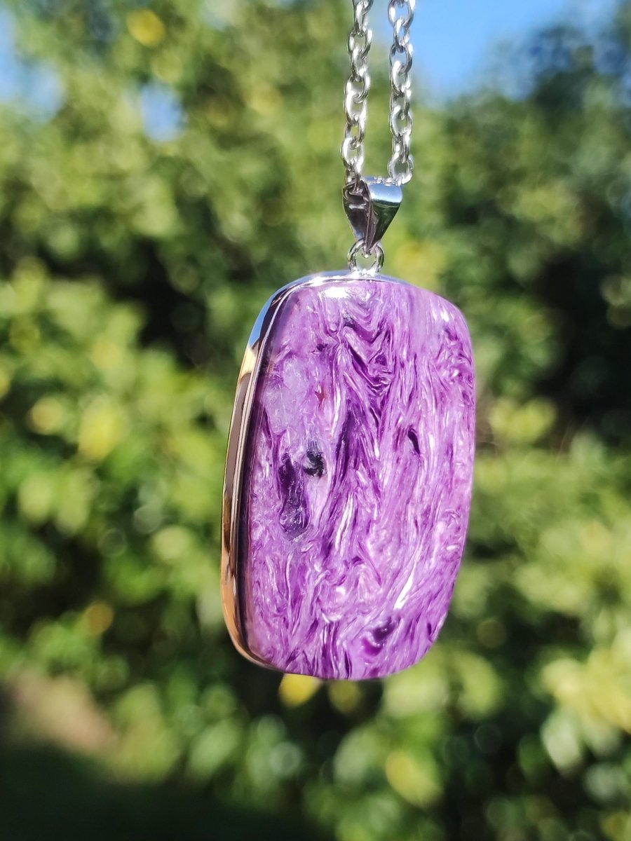Charoit - 925 Silber Fassung Edelstein Kette lila violet Natur Heilstein Energie Rarität Mann Frau Er Sie Geschenk Edel Qualität Hochwertig - Art of Nature Berlin