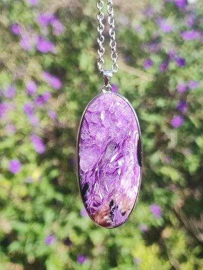 Charoit - 925 Silber Fassung Edelstein Kette lila violet Natur Heilstein Energie Rarität Mann Frau Er Sie Geschenk Edel Qualität Hochwertig - Art of Nature Berlin