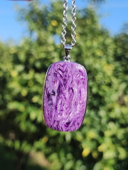 Charoit - 925 Silber Fassung Edelstein Kette lila violet Natur Heilstein Energie Rarität Mann Frau Er Sie Geschenk Edel Qualität Hochwertig - Art of Nature Berlin