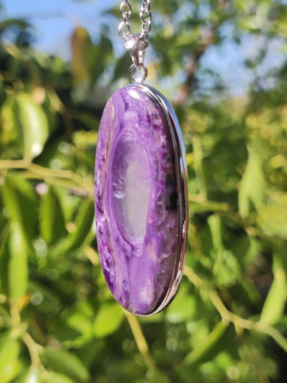 Charoit - 925 Silber Fassung Edelstein Kette lila violet Natur Heilstein Energie Rarität Mann Frau Er Sie Geschenk Edel Qualität Hochwertig - Art of Nature Berlin