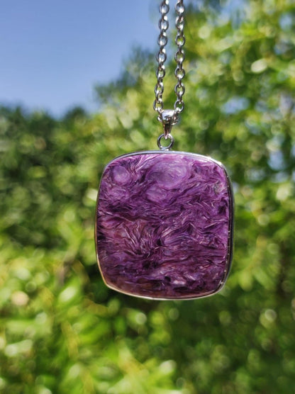 Charoit - 925 Silber Fassung Edelstein Kette lila violet Natur Heilstein Energie Rarität Mann Frau Er Sie Geschenk Edel Qualität Hochwertig - Art of Nature Berlin