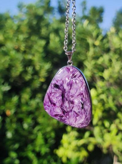 Charoit - 925 Silber Fassung Edelstein Kette lila violet Natur Heilstein Energie Rarität Mann Frau Er Sie Geschenk Edel Qualität Hochwertig - Art of Nature Berlin