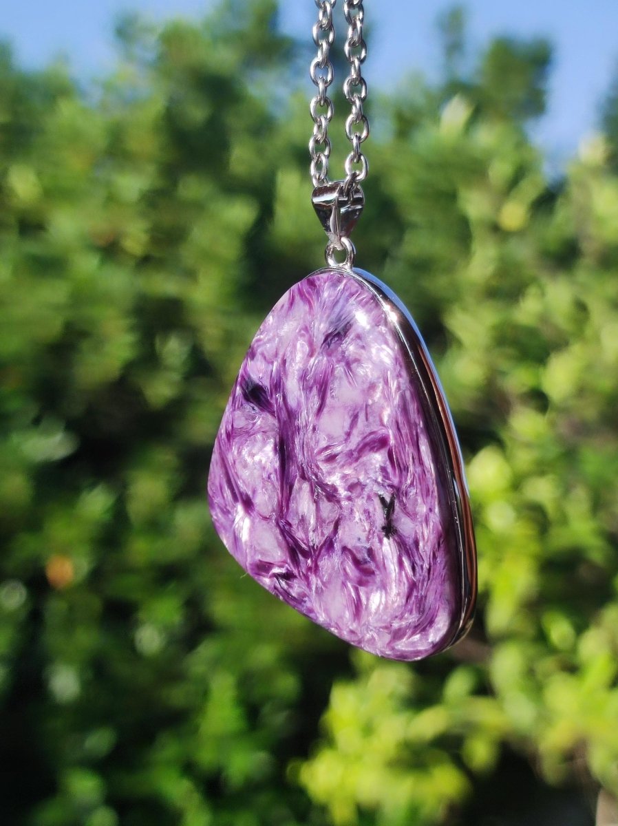 Charoit - 925 Silber Fassung Edelstein Kette lila violet Natur Heilstein Energie Rarität Mann Frau Er Sie Geschenk Edel Qualität Hochwertig - Art of Nature Berlin
