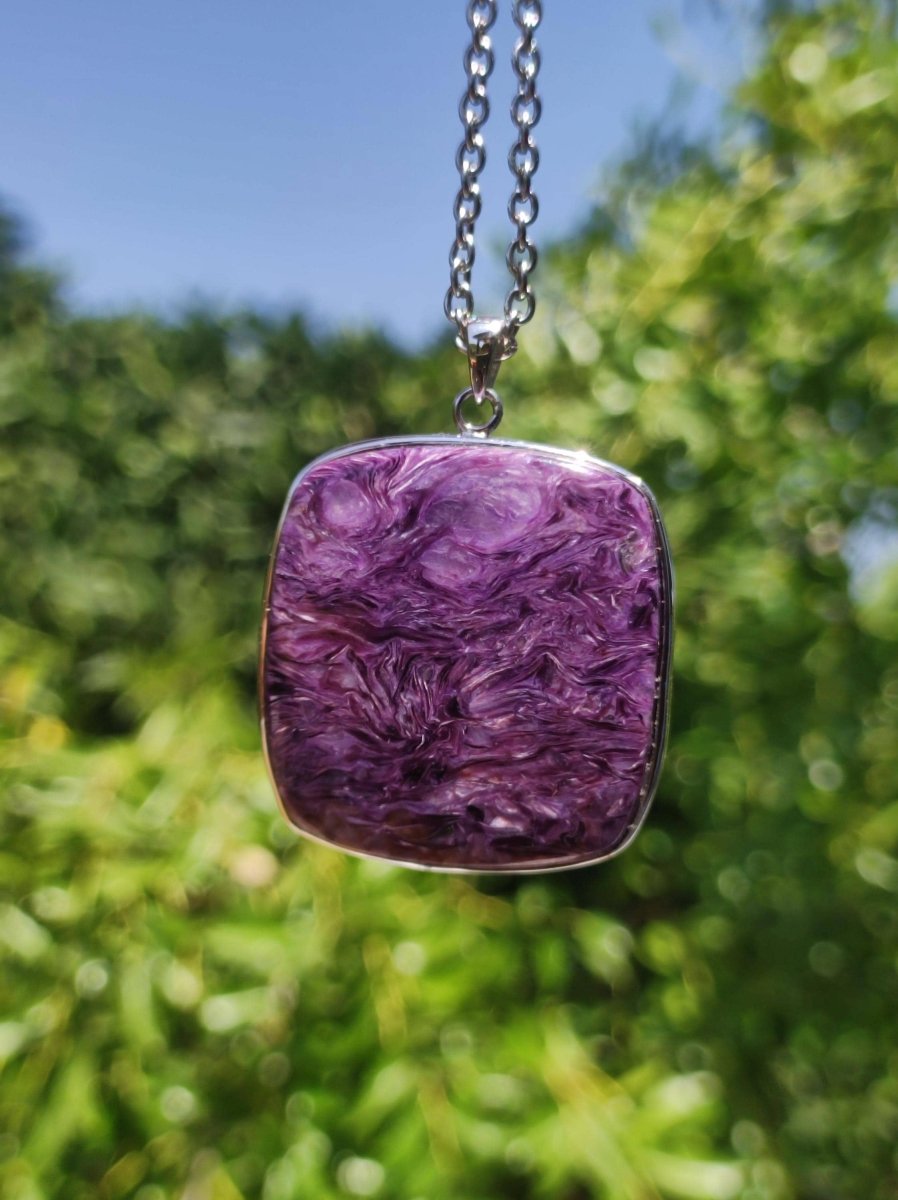 Charoit - 925 Silber Fassung Edelstein Kette lila violet Natur Heilstein Energie Rarität Mann Frau Er Sie Geschenk Edel Qualität Hochwertig - Art of Nature Berlin