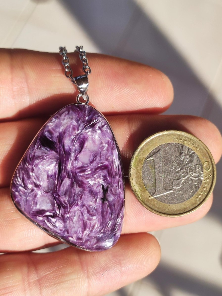 Charoit - 925 Silber Fassung Edelstein Kette lila violet Natur Heilstein Energie Rarität Mann Frau Er Sie Geschenk Edel Qualität Hochwertig - Art of Nature Berlin