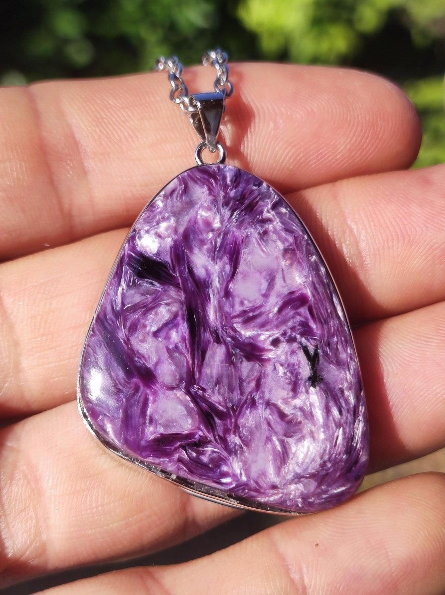 Charoit - 925 Silber Fassung Edelstein Kette lila violet Natur Heilstein Energie Rarität Mann Frau Er Sie Geschenk Edel Qualität Hochwertig - Art of Nature Berlin