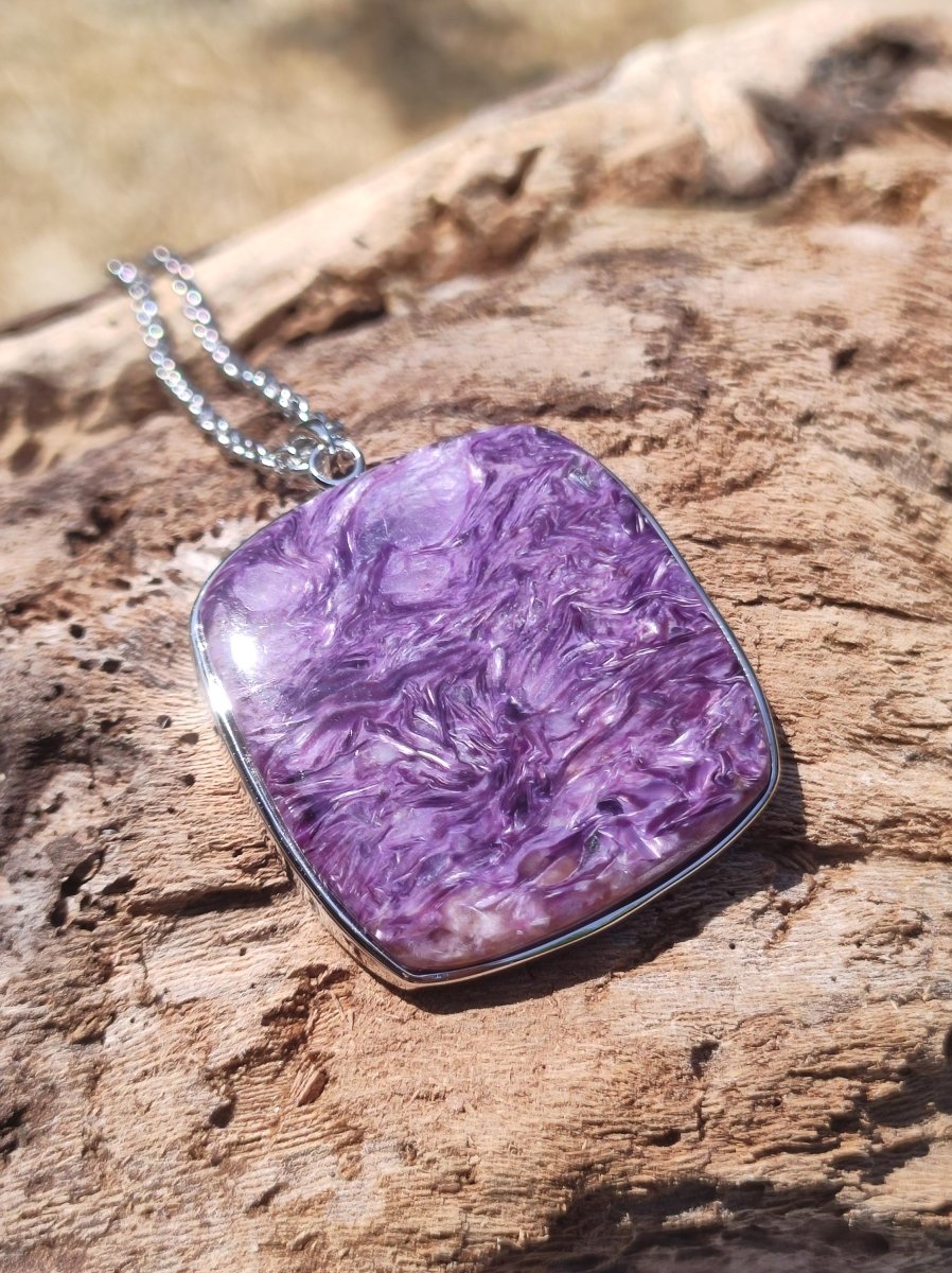 Charoit - 925 Silber Fassung Edelstein Kette lila violet Natur Heilstein Energie Rarität Mann Frau Er Sie Geschenk Edel Qualität Hochwertig - Art of Nature Berlin