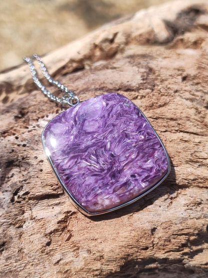Charoit - 925 Silber Fassung Edelstein Kette lila violet Natur Heilstein Energie Rarität Mann Frau Er Sie Geschenk Edel Qualität Hochwertig - Art of Nature Berlin