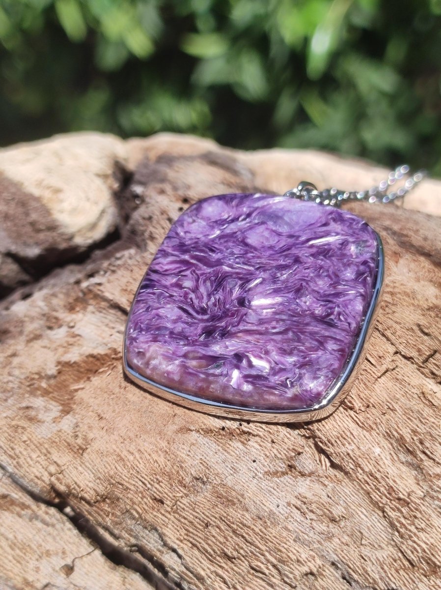 Charoit - 925 Silber Fassung Edelstein Kette lila violet Natur Heilstein Energie Rarität Mann Frau Er Sie Geschenk Edel Qualität Hochwertig - Art of Nature Berlin