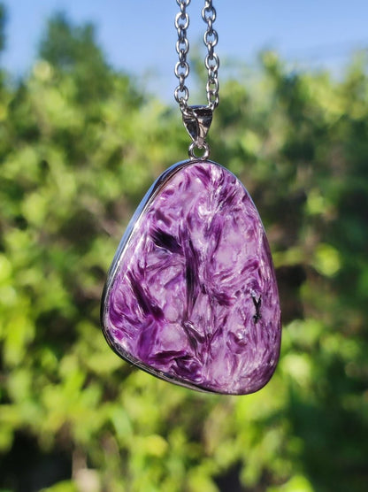 Charoit - 925 Silber Fassung Edelstein Kette lila violet Natur Heilstein Energie Rarität Mann Frau Er Sie Geschenk Edel Qualität Hochwertig - Art of Nature Berlin