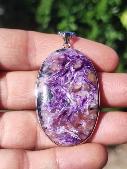 Charoit - 925 Silber Fassung Edelstein Kette lila violet Natur Heilstein Energie Rarität Mann Frau Er Sie Geschenk Edel Qualität Hochwertig - Art of Nature Berlin