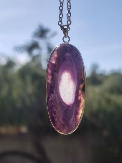 Charoit - 925 Silber Fassung Edelstein Kette lila violet Natur Heilstein Energie Rarität Mann Frau Er Sie Geschenk Edel Qualität Hochwertig - Art of Nature Berlin
