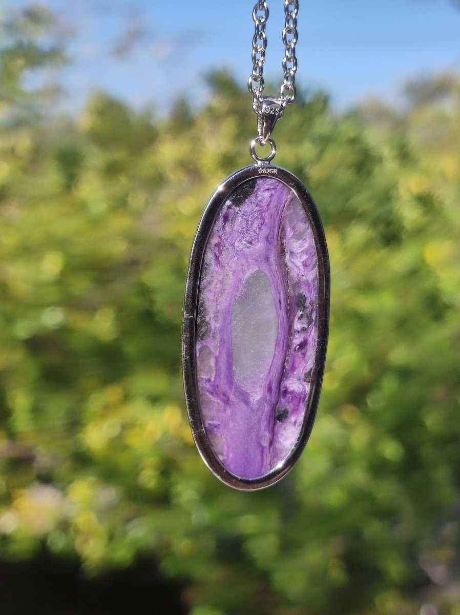 Charoit - 925 Silber Fassung Edelstein Kette lila violet Natur Heilstein Energie Rarität Mann Frau Er Sie Geschenk Edel Qualität Hochwertig - Art of Nature Berlin