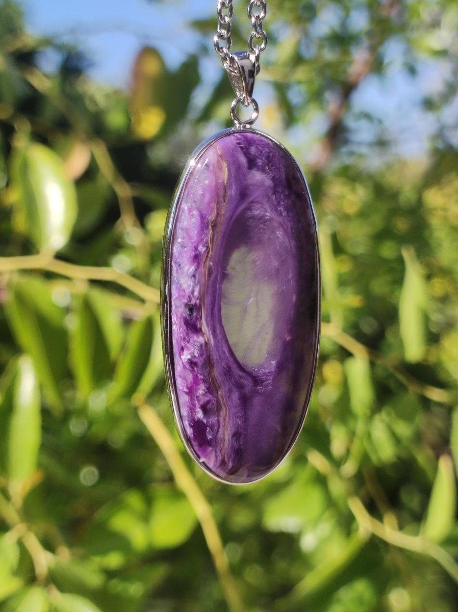 Charoit - 925 Silber Fassung Edelstein Kette lila violet Natur Heilstein Energie Rarität Mann Frau Er Sie Geschenk Edel Qualität Hochwertig - Art of Nature Berlin