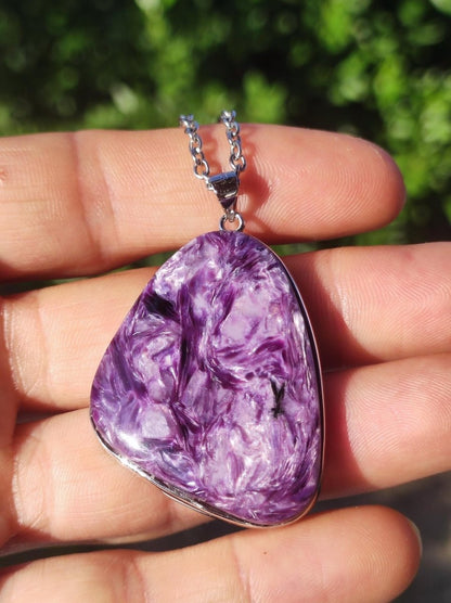 Charoit - 925 Silber Fassung Edelstein Kette lila violet Natur Heilstein Energie Rarität Mann Frau Er Sie Geschenk Edel Qualität Hochwertig - Art of Nature Berlin