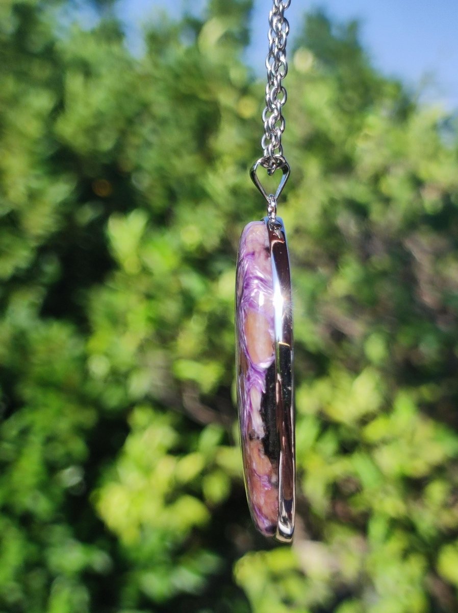 Charoit - 925 Silber Fassung Edelstein Kette lila violet Natur Heilstein Energie Rarität Mann Frau Er Sie Geschenk Edel Qualität Hochwertig - Art of Nature Berlin