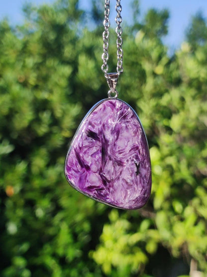 Charoit - 925 Silber Fassung Edelstein Kette lila violet Natur Heilstein Energie Rarität Mann Frau Er Sie Geschenk Edel Qualität Hochwertig - Art of Nature Berlin
