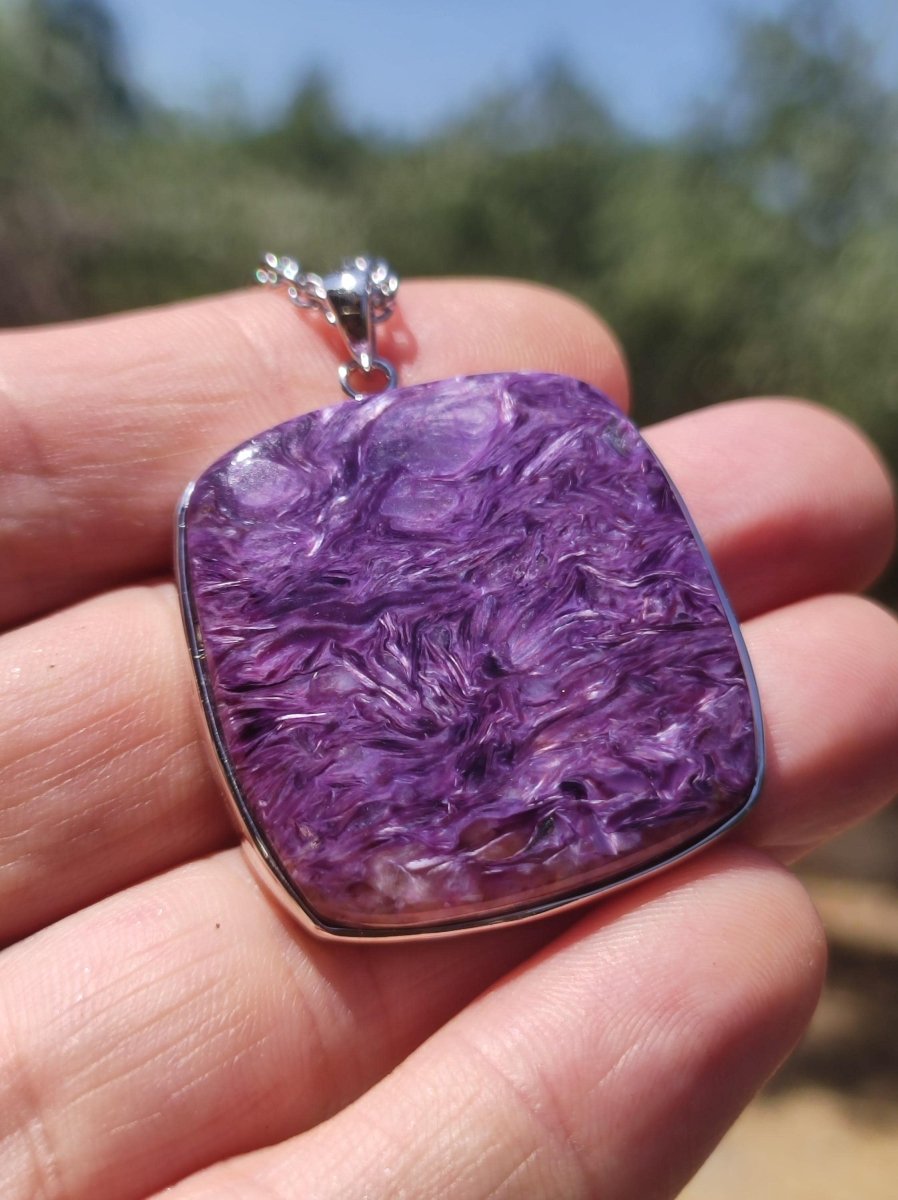 Charoit - 925 Silber Fassung Edelstein Kette lila violet Natur Heilstein Energie Rarität Mann Frau Er Sie Geschenk Edel Qualität Hochwertig - Art of Nature Berlin