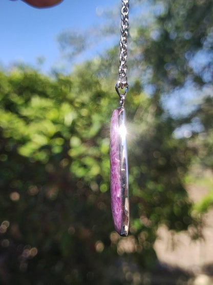 Charoit - 925 Silber Fassung Edelstein Kette lila violet Natur Heilstein Energie Rarität Mann Frau Er Sie Geschenk Edel Qualität Hochwertig - Art of Nature Berlin