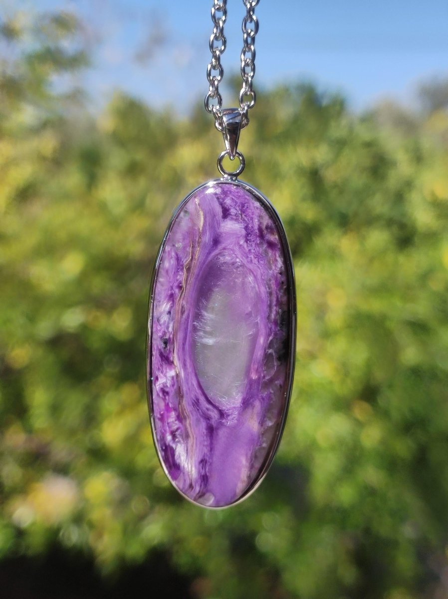 Charoit - 925 Silber Fassung Edelstein Kette lila violet Natur Heilstein Energie Rarität Mann Frau Er Sie Geschenk Edel Qualität Hochwertig - Art of Nature Berlin